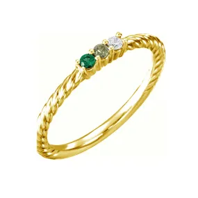 14kt Gold Birthstone Mother's Ring Engravable with Three Birthstones