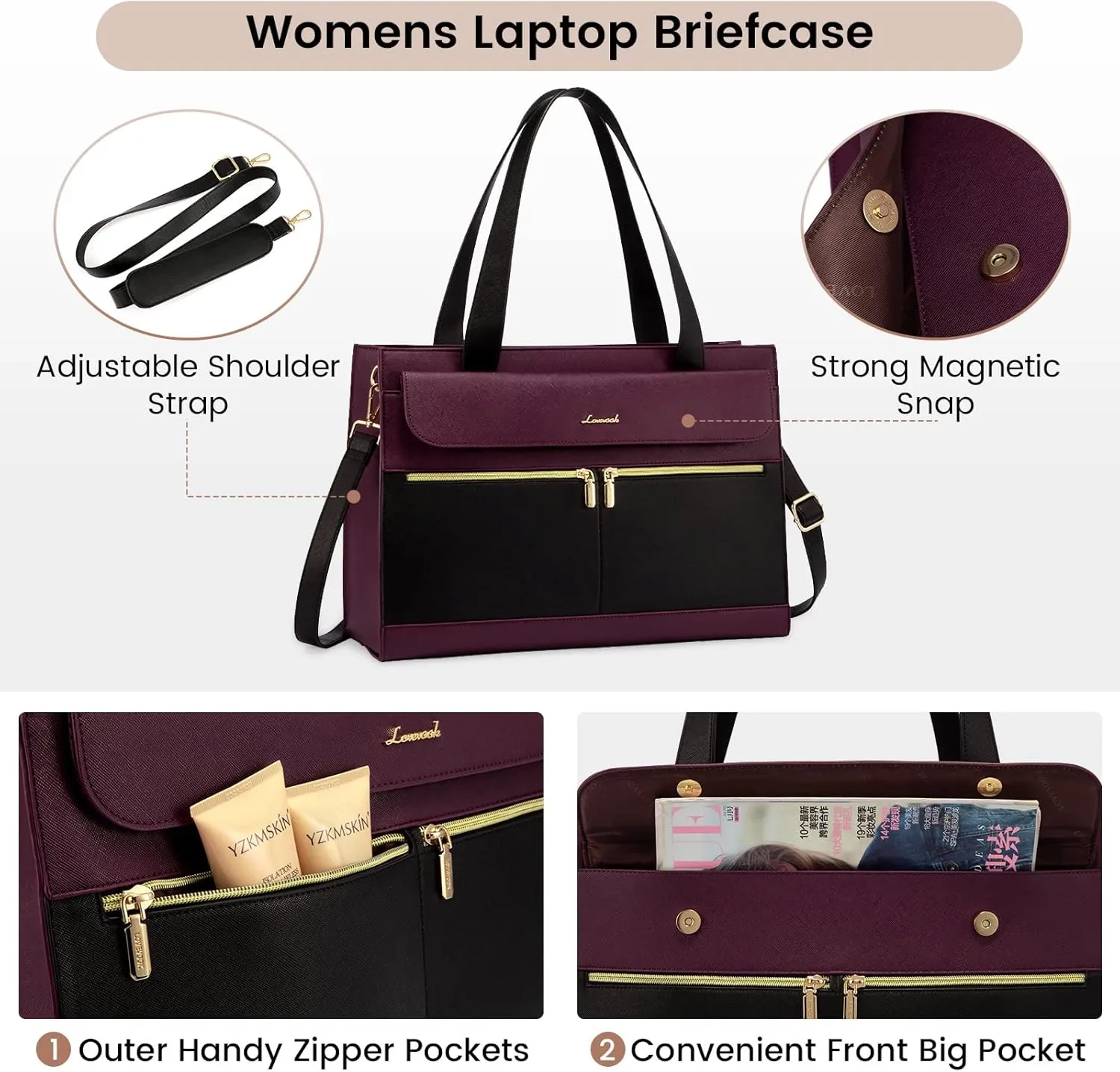 2Pcs Aphrodite Tote Bag, 15.6"