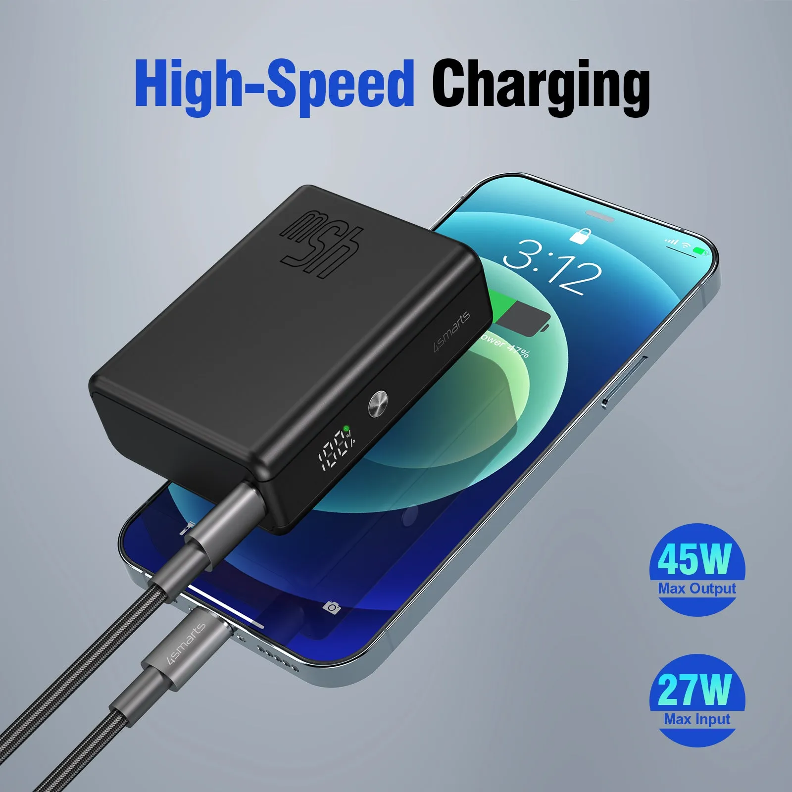 45W Power Bank, 10000mAh Mini Portable Charger with 2 USB-C Ports, Fast Charging Battery Pack for iPhone 15/15 Plus/15 Pro/15 Pro Max, Samsung S23/22 Series, iPad Pro/Air, MacBook