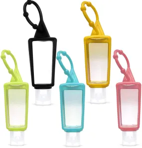 5 Pack Keychain Hand Sanitizer Holder with Bottle Bulk,Travel Size 1 Oz Hand Sanitizer Holder for Kids and Adult Party Favor(5 Pack Squeeze Holder)