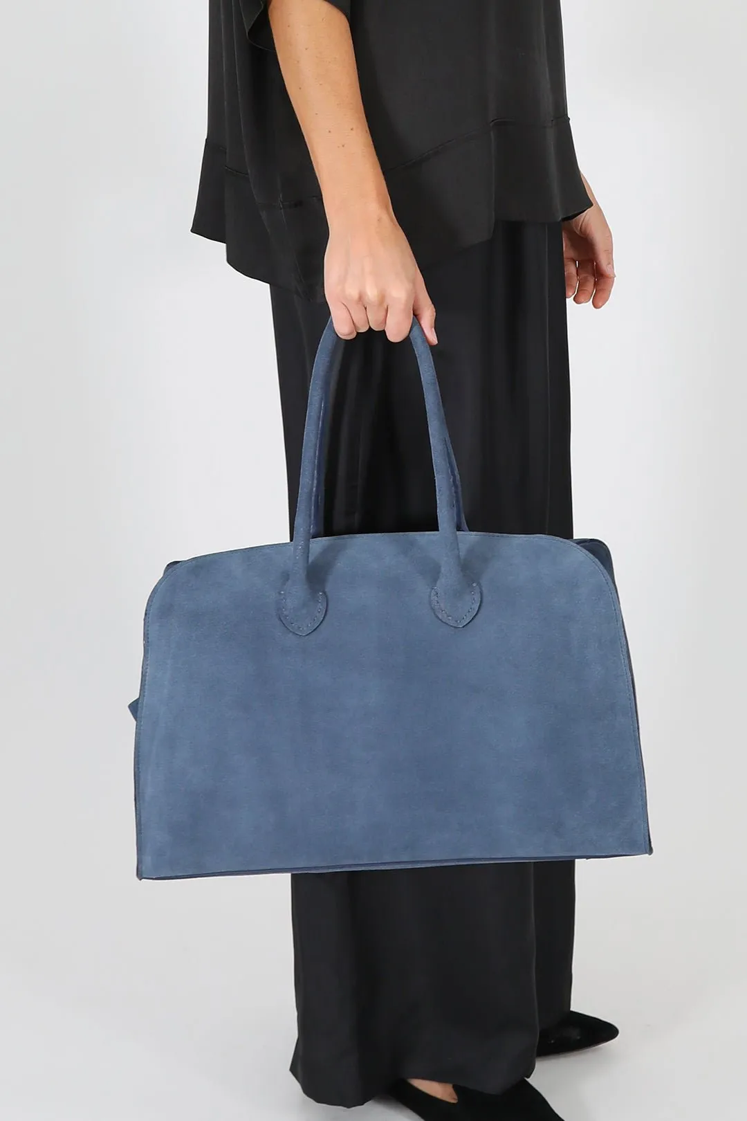 ARDEN HANDBAG IN ITALIAN SUEDE BLUE