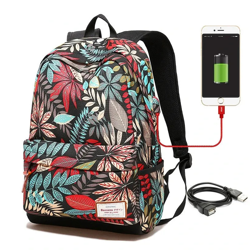 Artistic Printed Waterproof Backpack - Stylish Korean School Bag