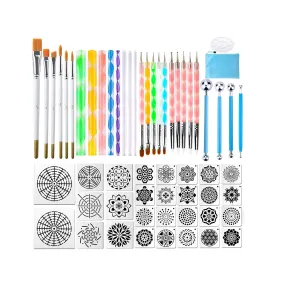 Augshy 58PCS Mandala Rock Dotting Tools Set Rock Painting Supplies with a Blue Zipper