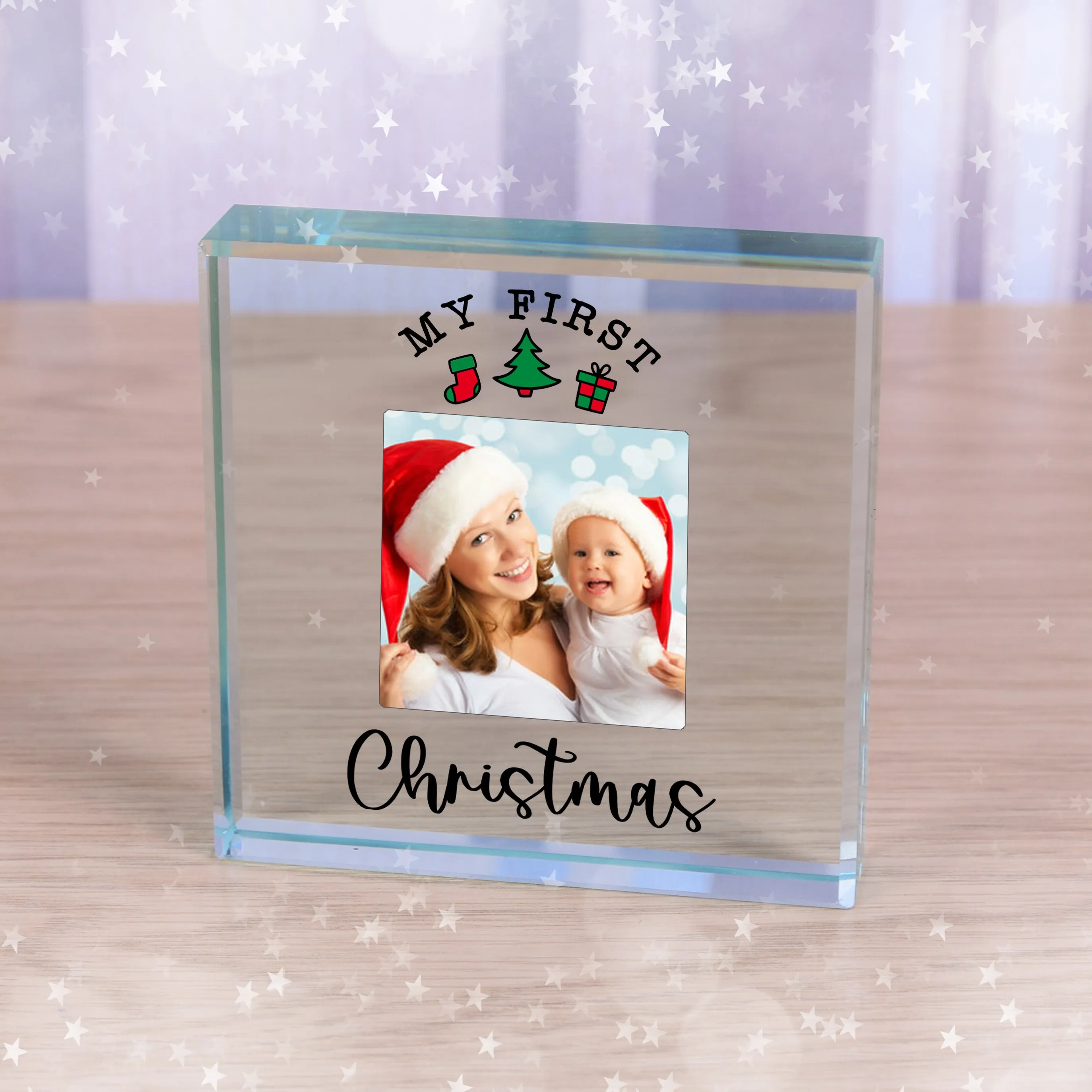 Baby’s First Christmas Photo Crystal Glass Ornament Keepsake