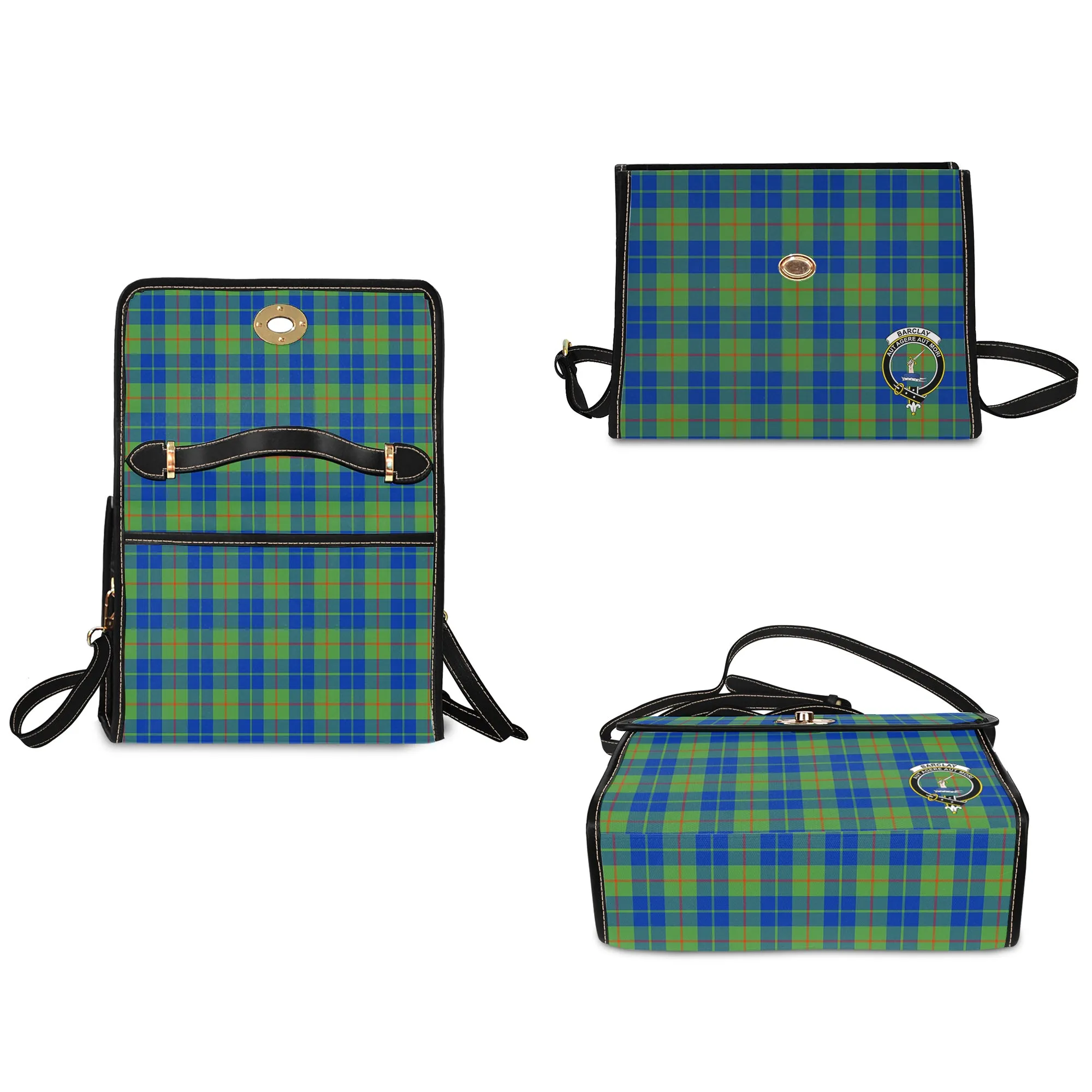 Barclay Hunting Ancient Tartan Waterproof Canvas Bag with Family Crest