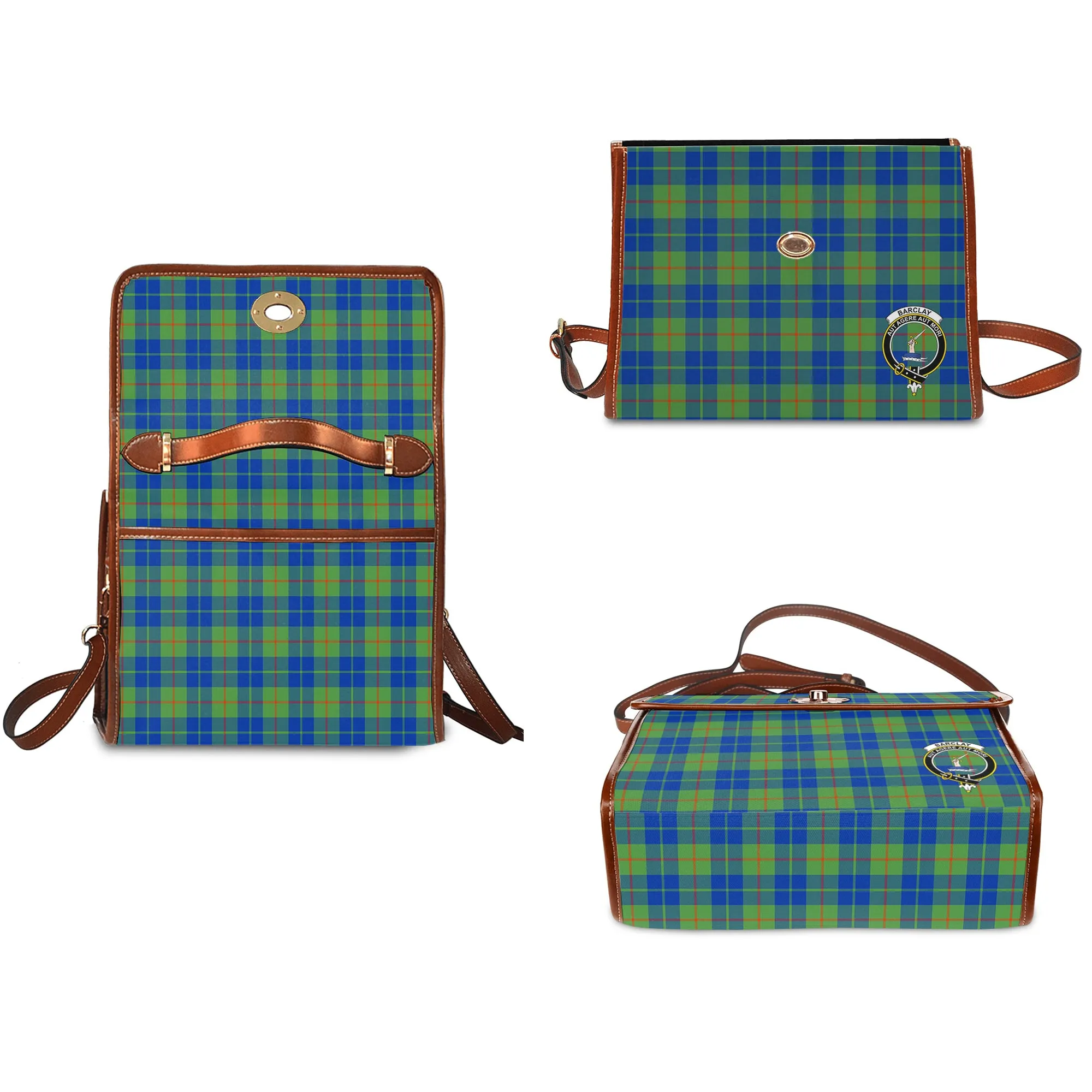 Barclay Hunting Ancient Tartan Waterproof Canvas Bag with Family Crest