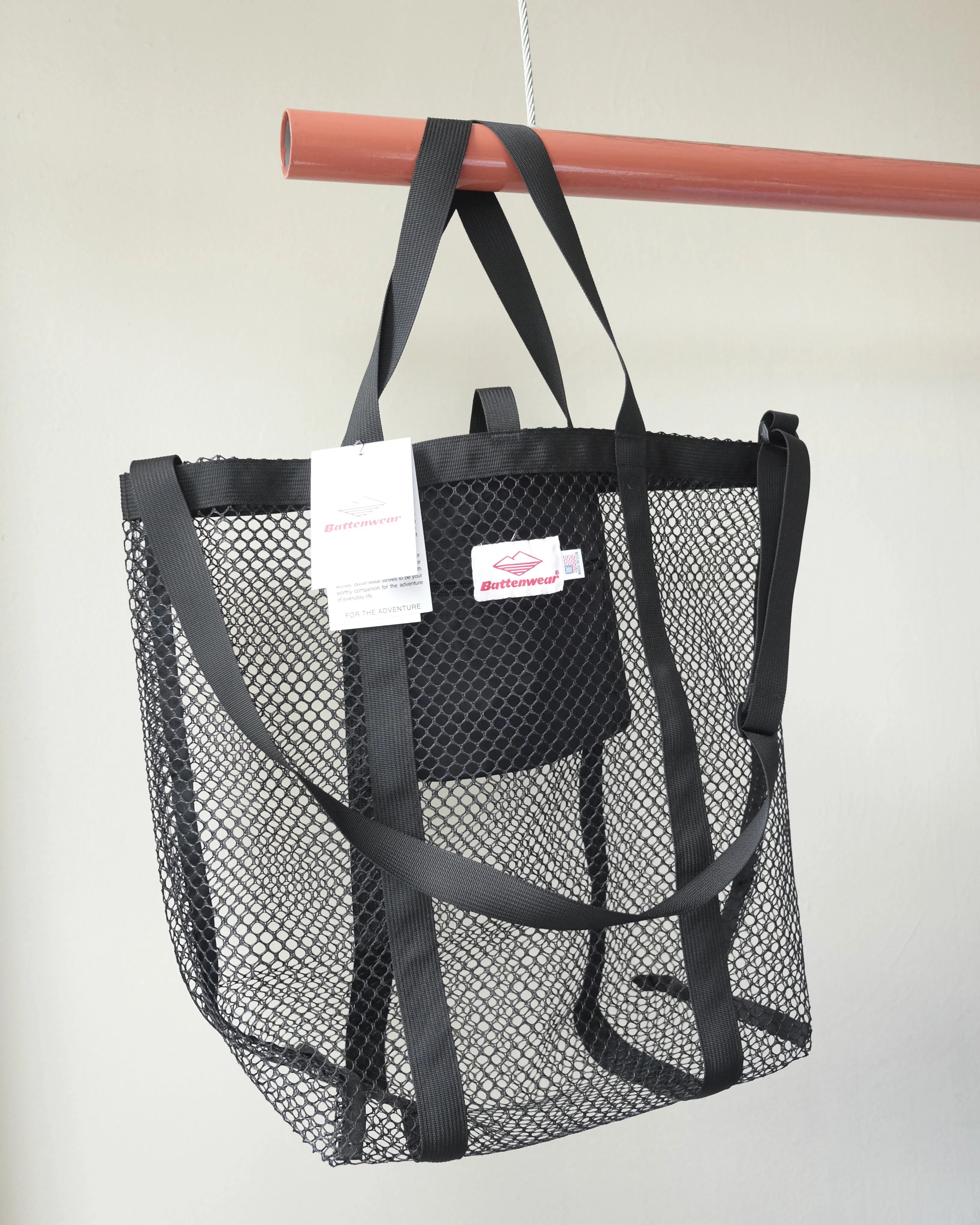 Battenwear Mesh Tote, Black / Black