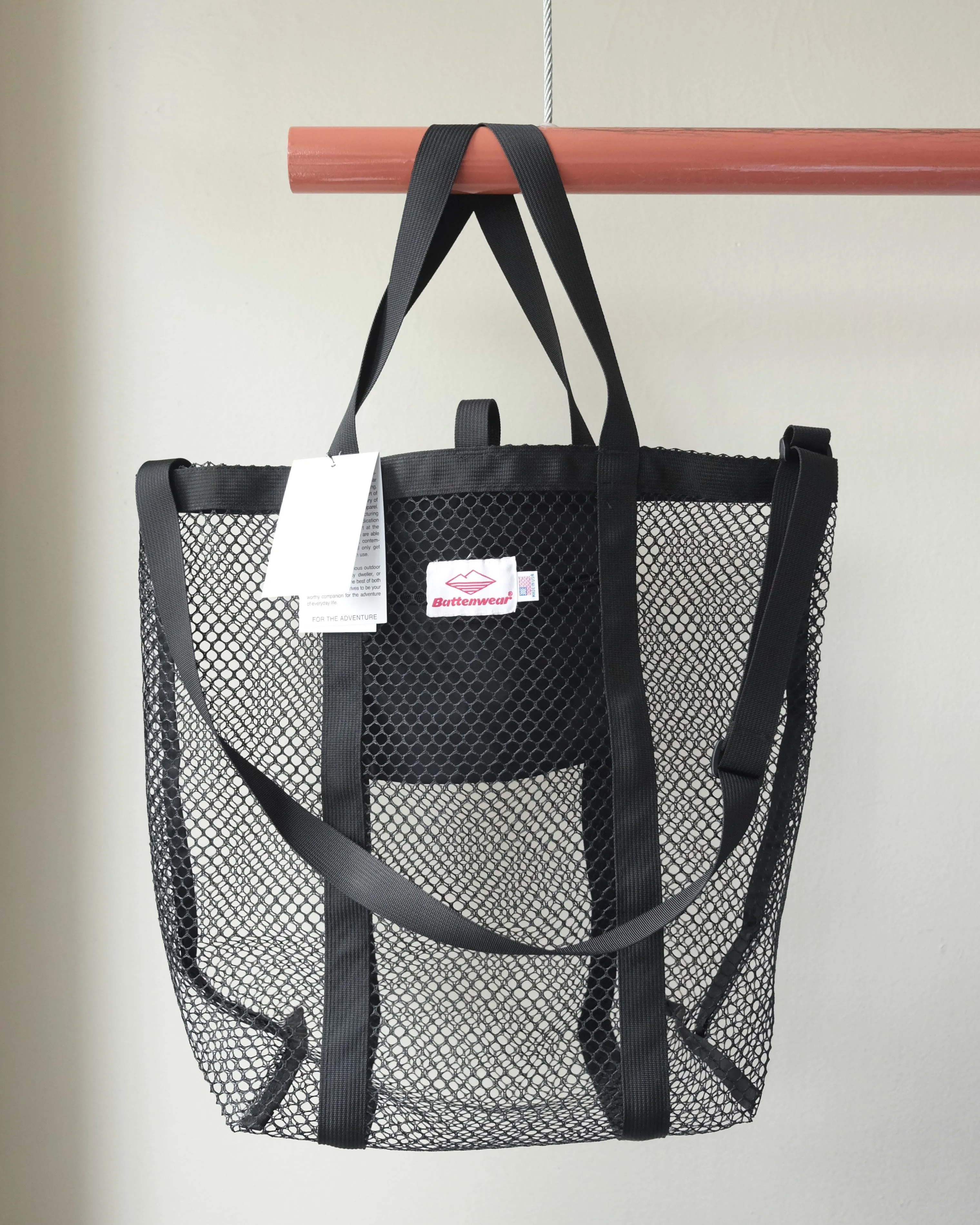 Battenwear Mesh Tote, Black / Black