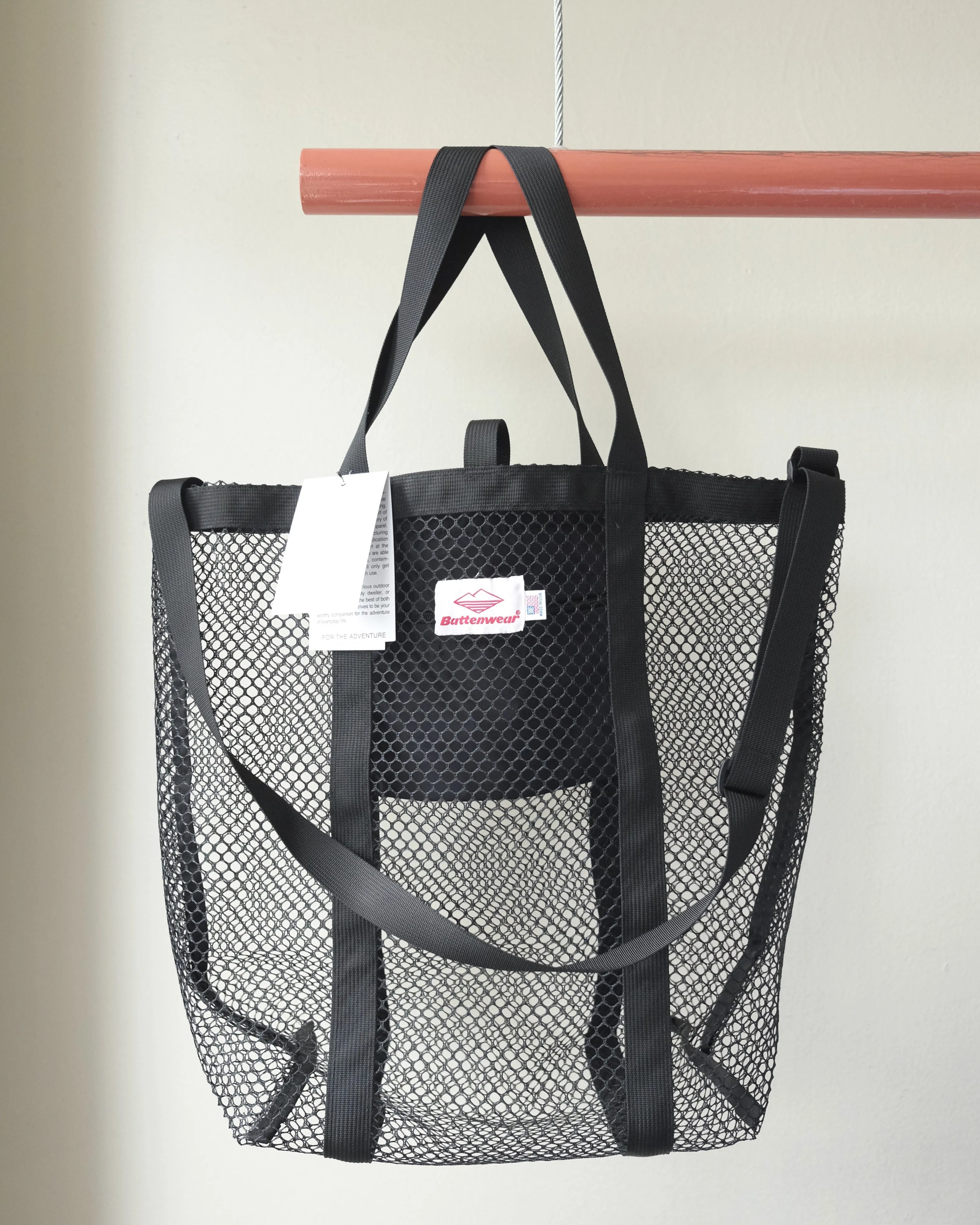 Battenwear Mesh Tote, Black / Black