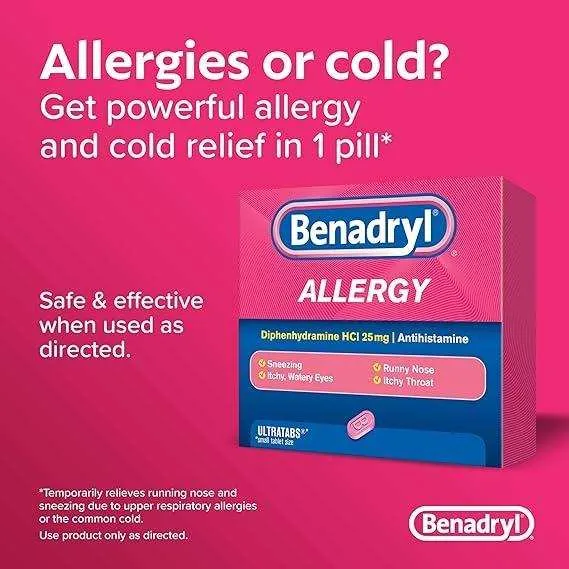 Benadryl Ultratabs Antihistamine Allergy Relief Tablets 25mg  - 48ct