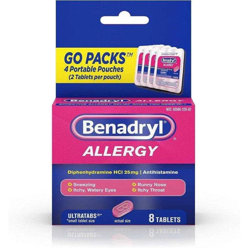 Benadryl Ultratabs Antihistamine Allergy Relief Tablets On-The-Go Size - 8ct