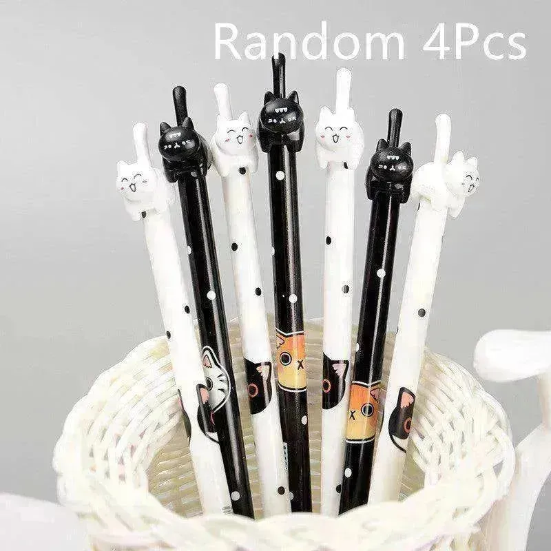 Black & White Cat Pattern Office School Supplies Gel Pen