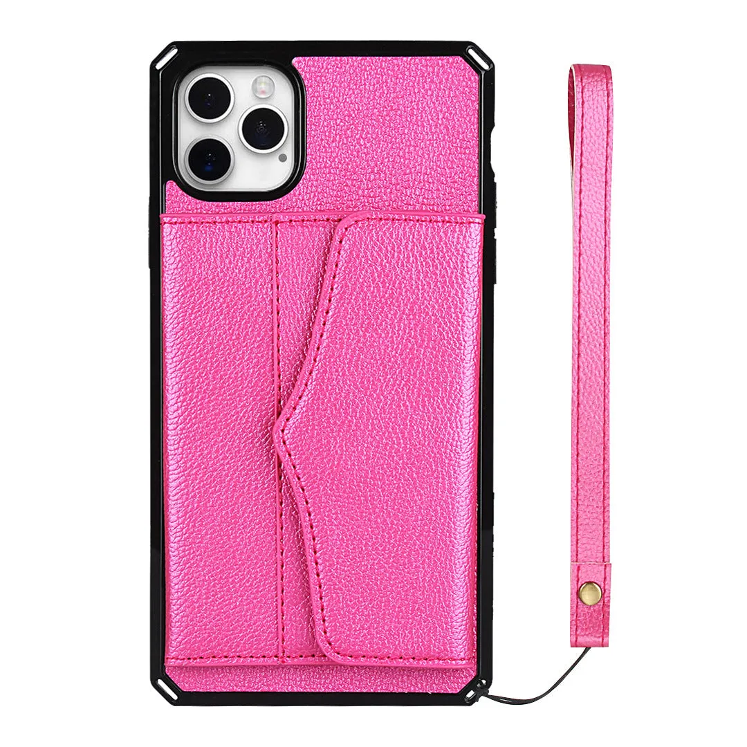 Black iPhone 12/12 Pro Shockproof phone case for card slot wallet