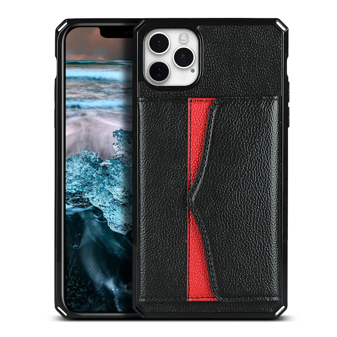 Black iPhone 12/12 Pro Shockproof phone case for card slot wallet