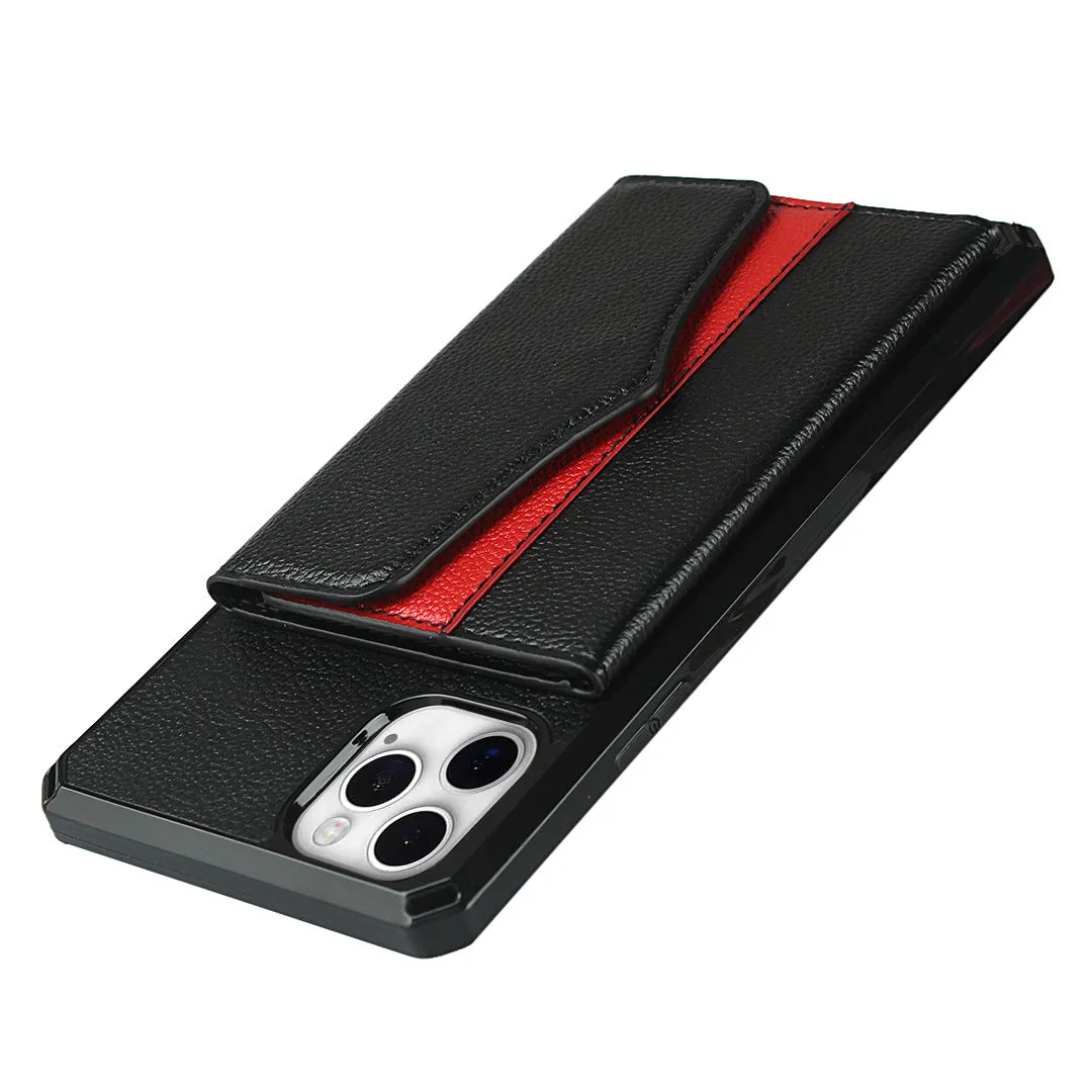 Black iPhone 12/12 Pro Shockproof phone case for card slot wallet