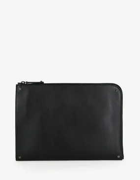 Black Leather Rockstud Document Holder