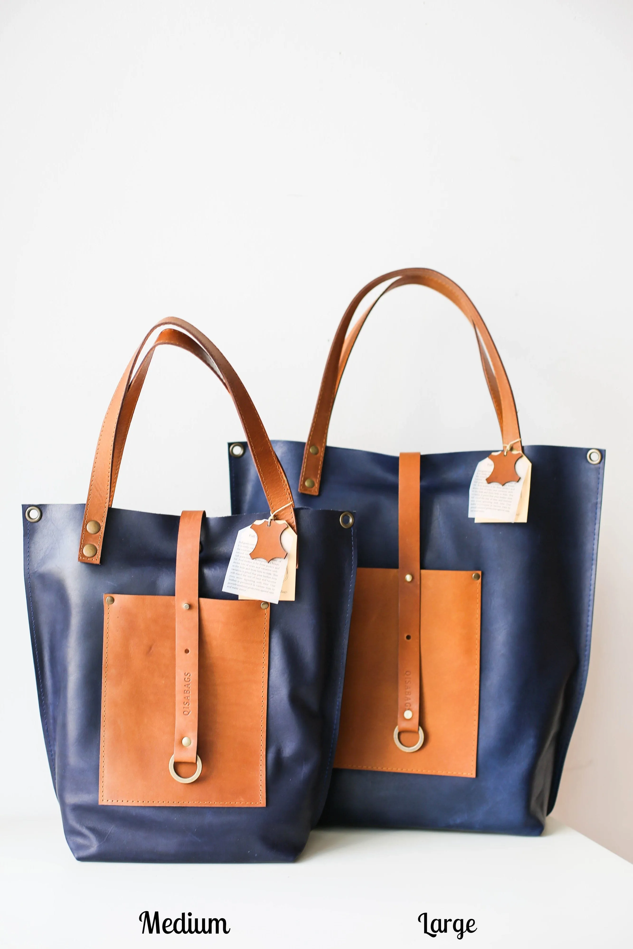 Blue w/Brown Leather tote