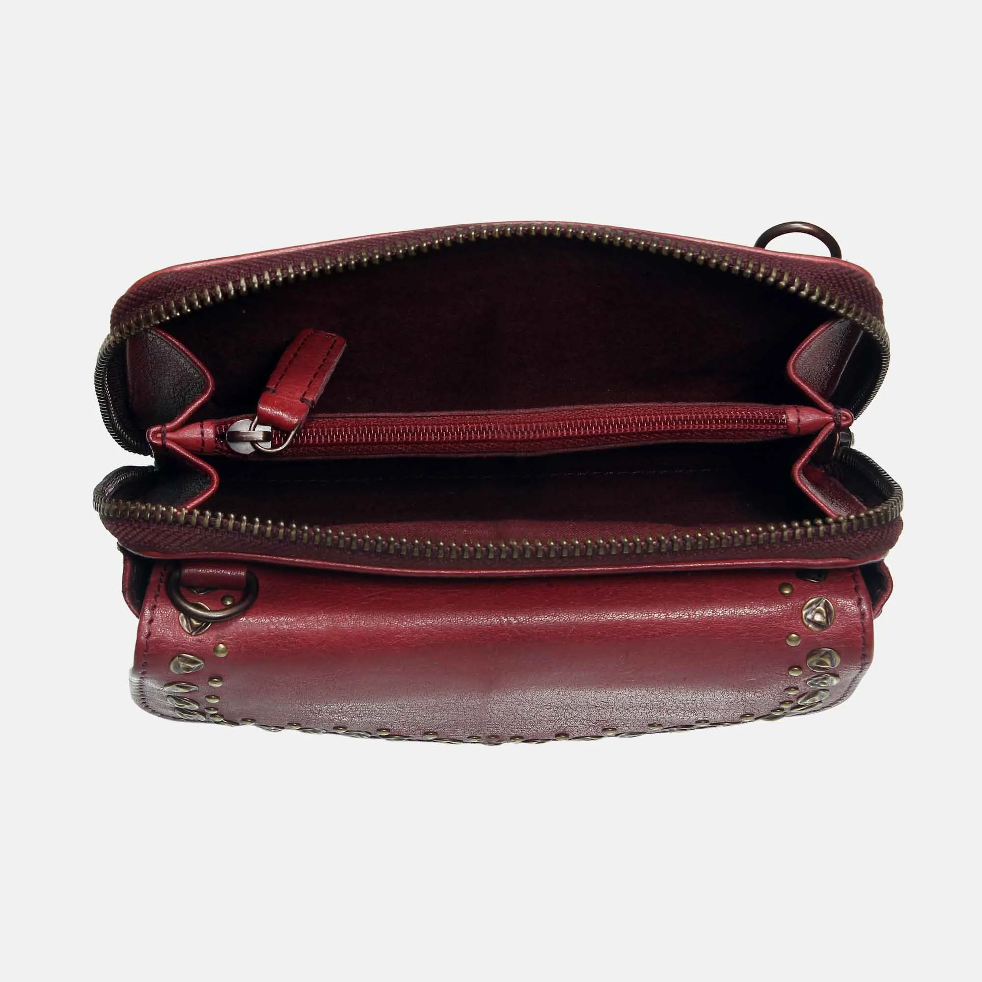 Bordeaux Distressed  Rivet  Wallet