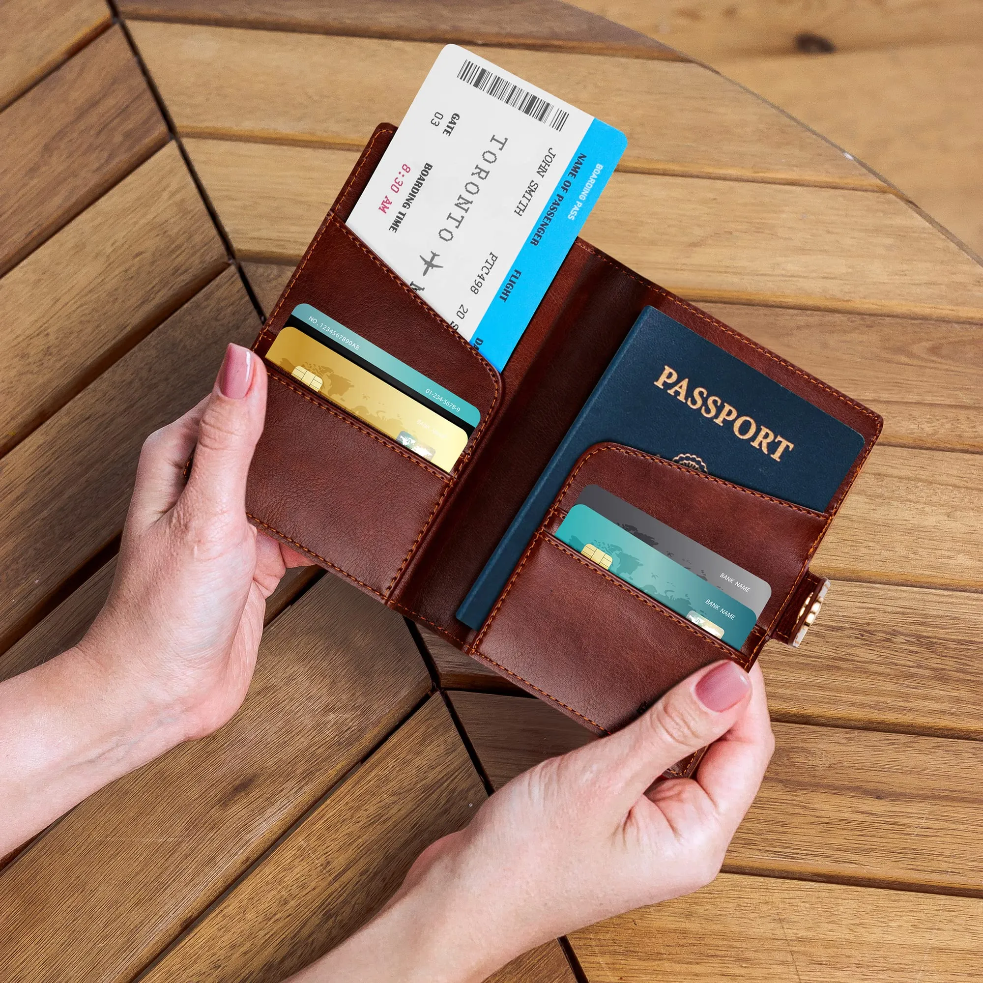 Brown World RFID Passport Case