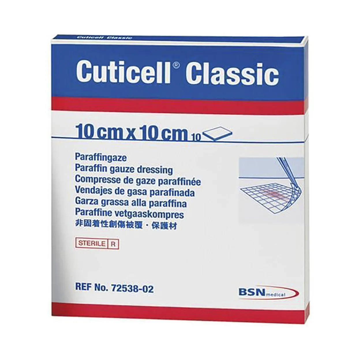 BSN Cuticell Classic Paraffin Gauze Dressing 10cm x 10cm