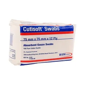 BSN Medical Cutisoft Swabs Gauze 75mm x 75mm 12 Ply N S 100 Pack