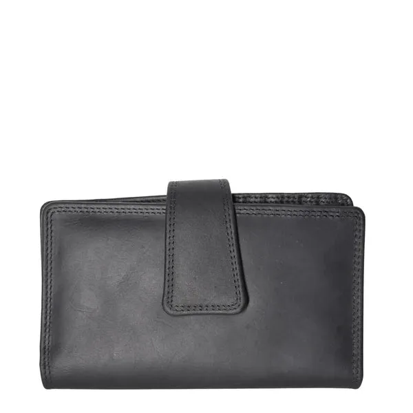 Compact Oil Pull Up Wallet | Black