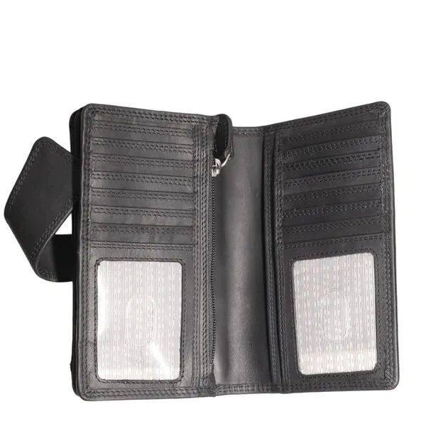 Compact Oil Pull Up Wallet | Black