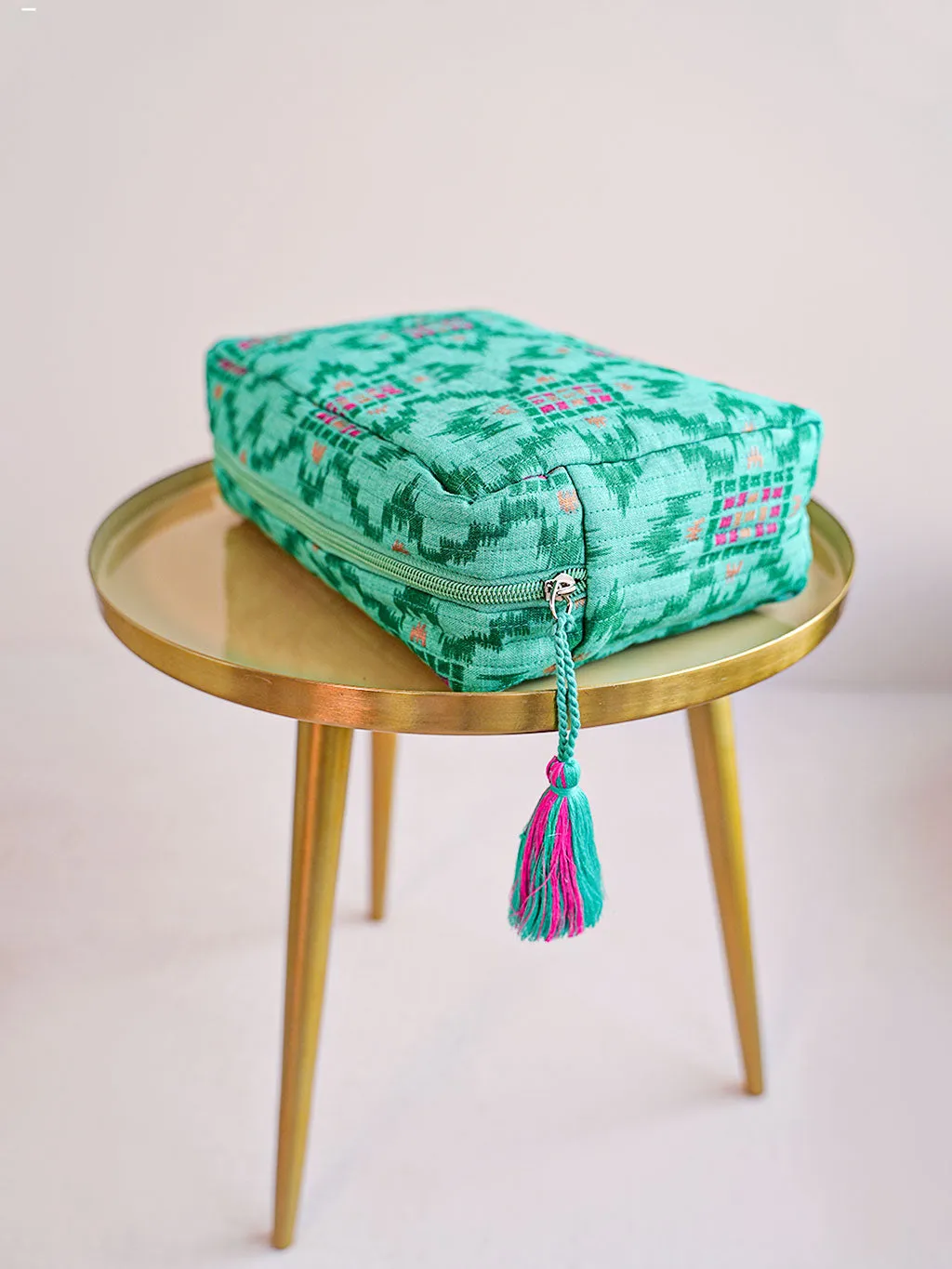 Cosmetic Bag Ikat Green