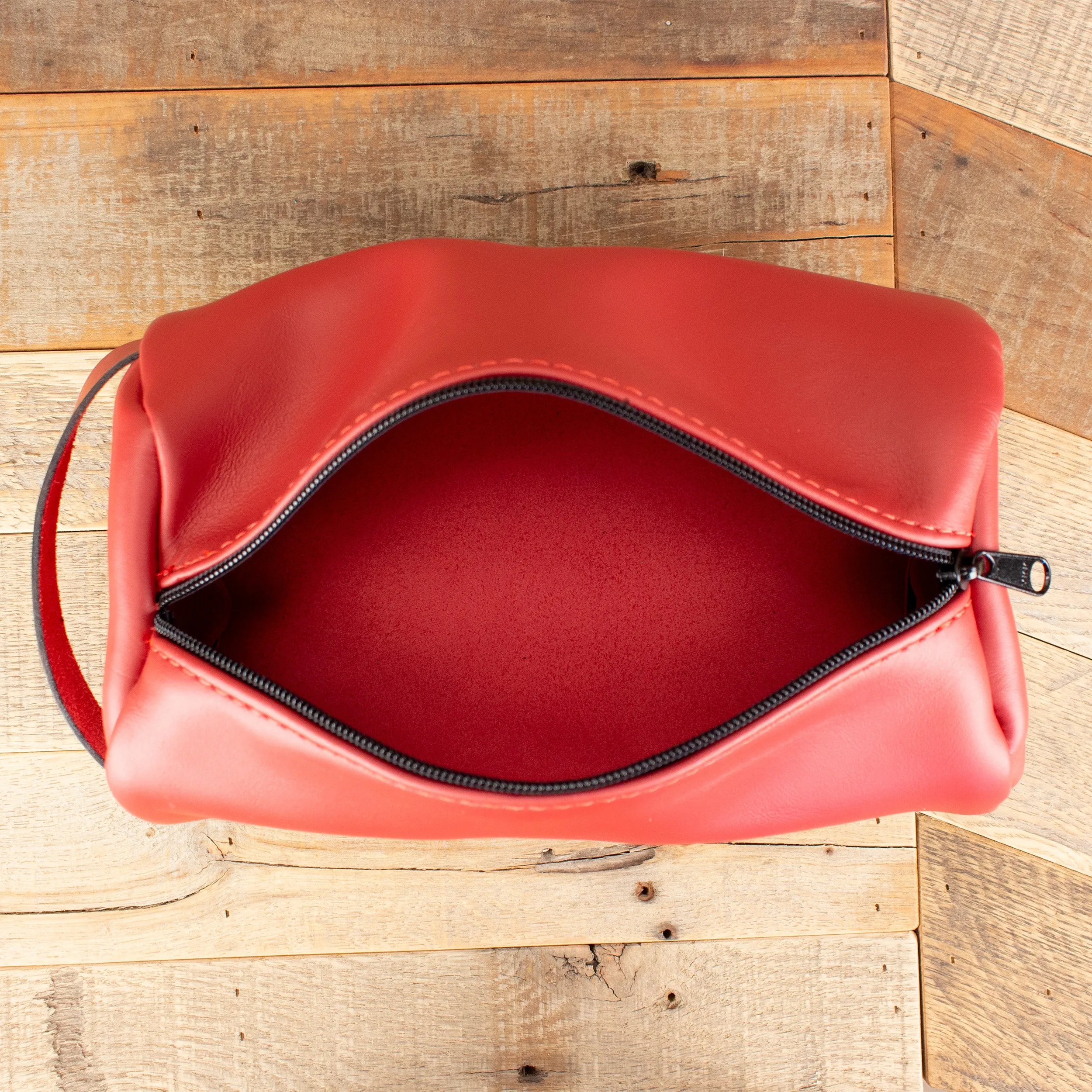 Cowhide Red Toiletry Bag