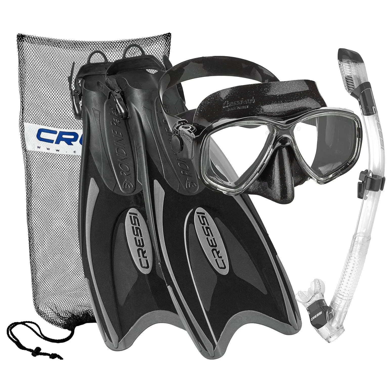 Cressi Marea Mask - Supernova Dry Snorkel - Palau Fins Snorkel Set