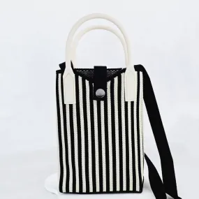 Crossbody Phone Bag - Black Stripe Vertical