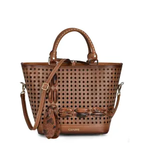 Cuadra Ladies Leather Cut Handbag Maple