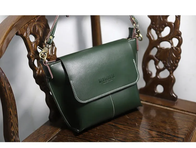 Cute Black LEATHER Side Bag Handmade WOMEN Black Crossbody BAG Phone Purse FOR WOMEN