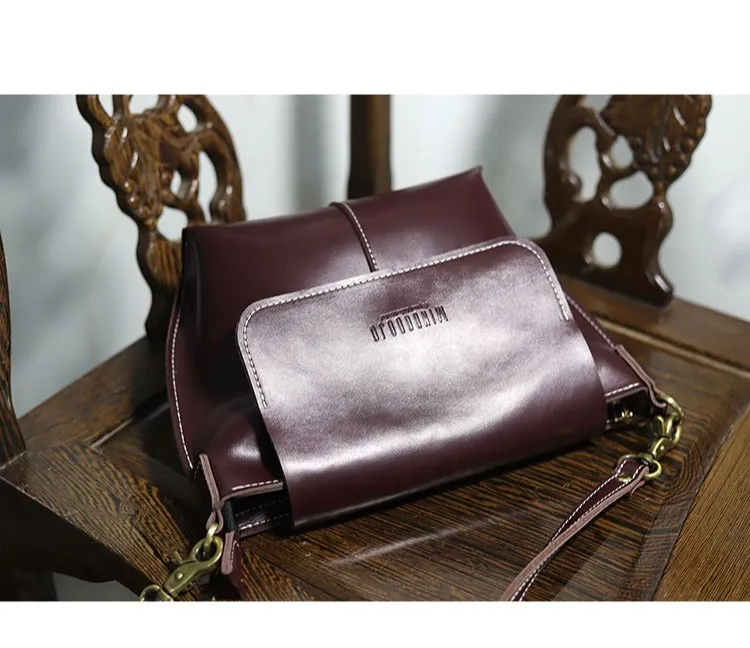 Cute Black LEATHER Side Bag Handmade WOMEN Black Crossbody BAG Phone Purse FOR WOMEN