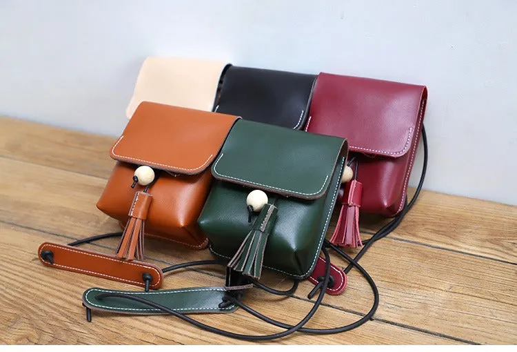 Cute Green LEATHER Small Side Bag Handmade WOMEN Phone Crossbody BAG Purse FOR WOMEN