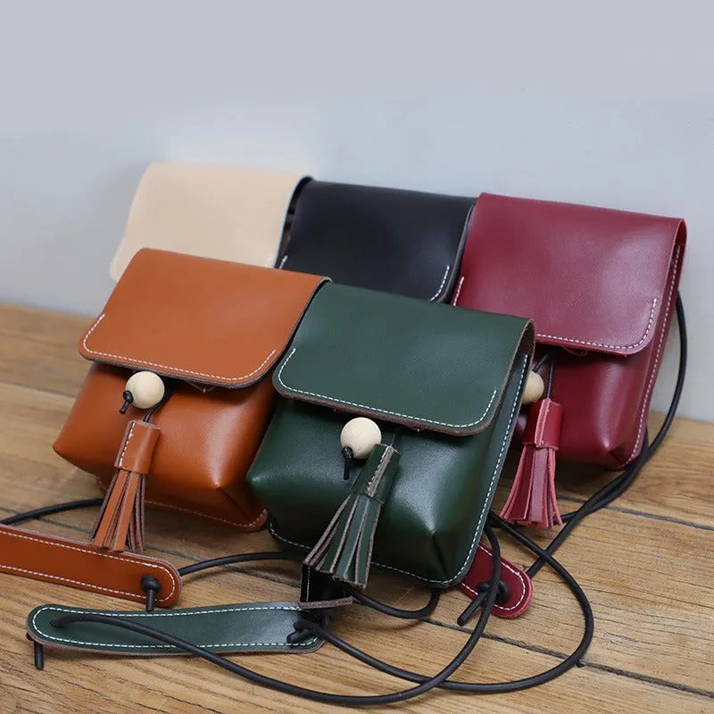 Cute Green LEATHER Small Side Bag Handmade WOMEN Phone Crossbody BAG Purse FOR WOMEN