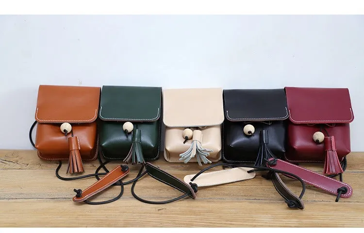 Cute Green LEATHER Small Side Bag Handmade WOMEN Phone Crossbody BAG Purse FOR WOMEN