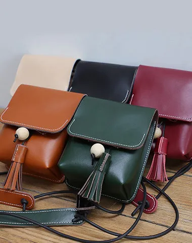 Cute Green LEATHER Small Side Bag Handmade WOMEN Phone Crossbody BAG Purse FOR WOMEN