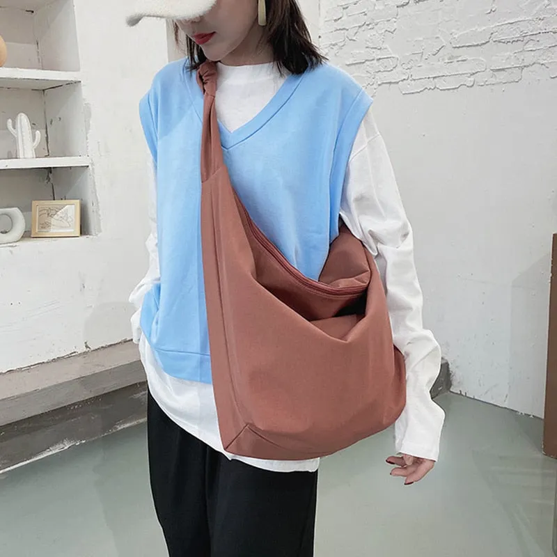 Darianrojas New Canvas Totes Bags Women Casual Wild Ladies Handbags Solid Color Shoulder Women Bag Simple Female Messenger Bag