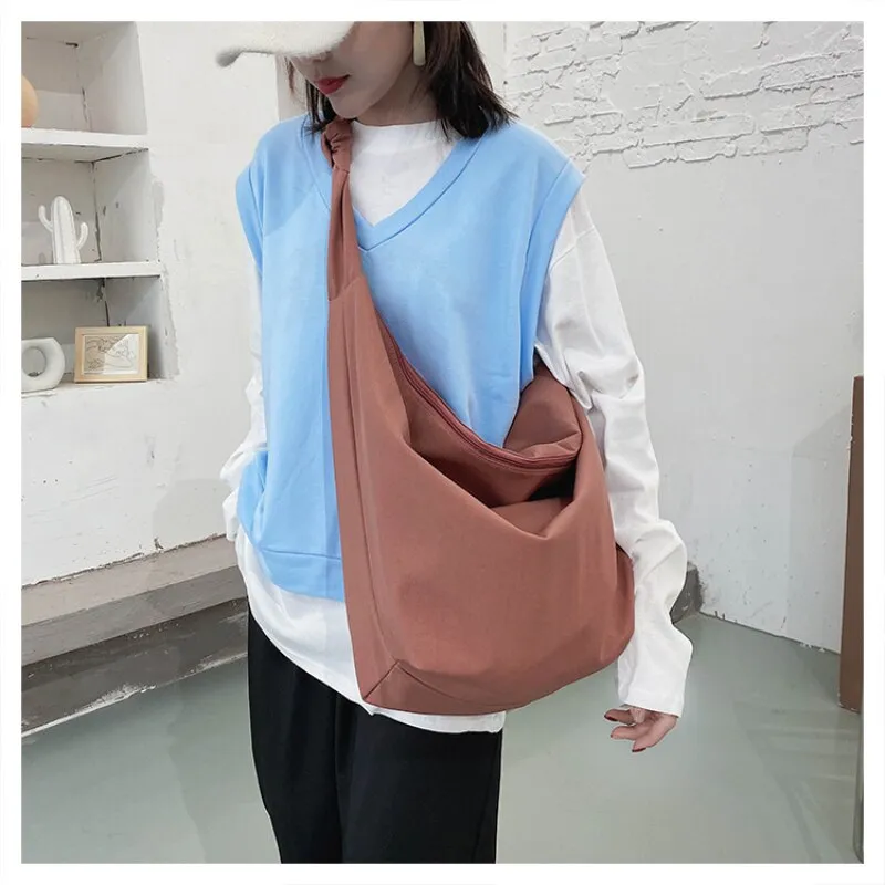 Darianrojas New Canvas Totes Bags Women Casual Wild Ladies Handbags Solid Color Shoulder Women Bag Simple Female Messenger Bag