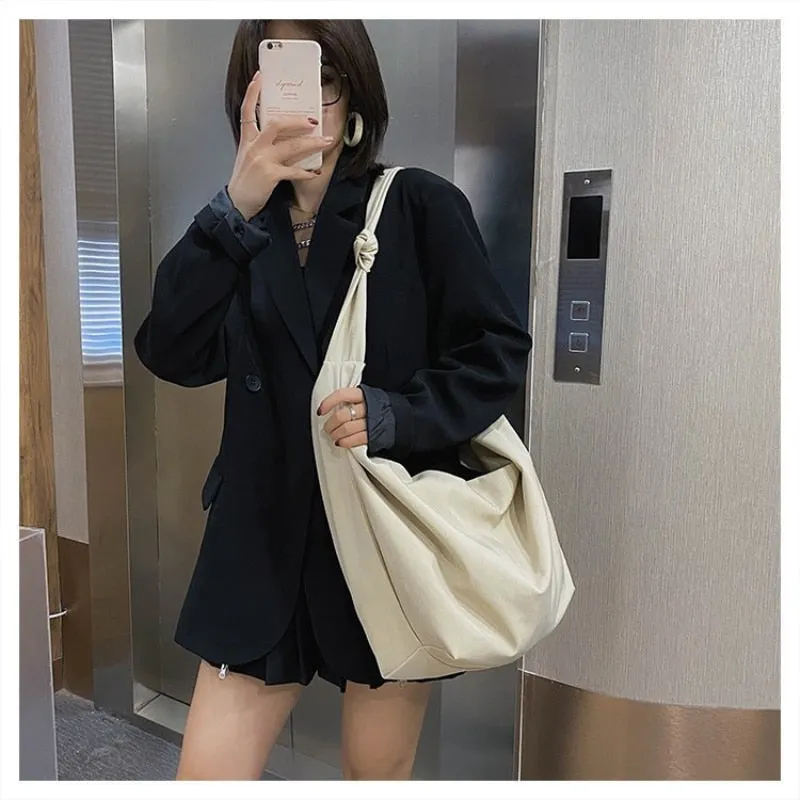 Darianrojas New Canvas Totes Bags Women Casual Wild Ladies Handbags Solid Color Shoulder Women Bag Simple Female Messenger Bag