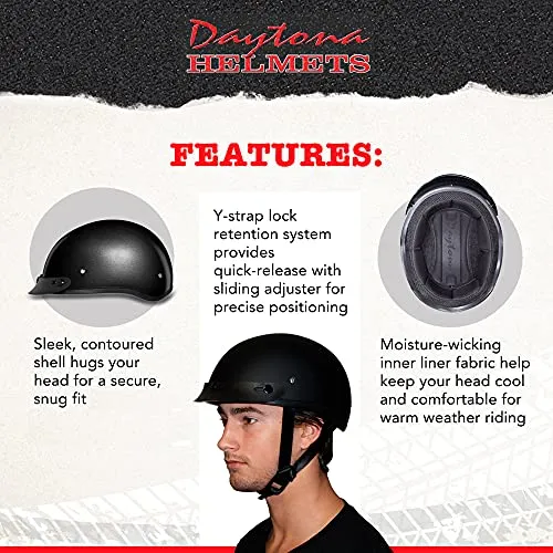 Daytona Helmets Half Skull Cap Motorcycle Helmet DOT Approved