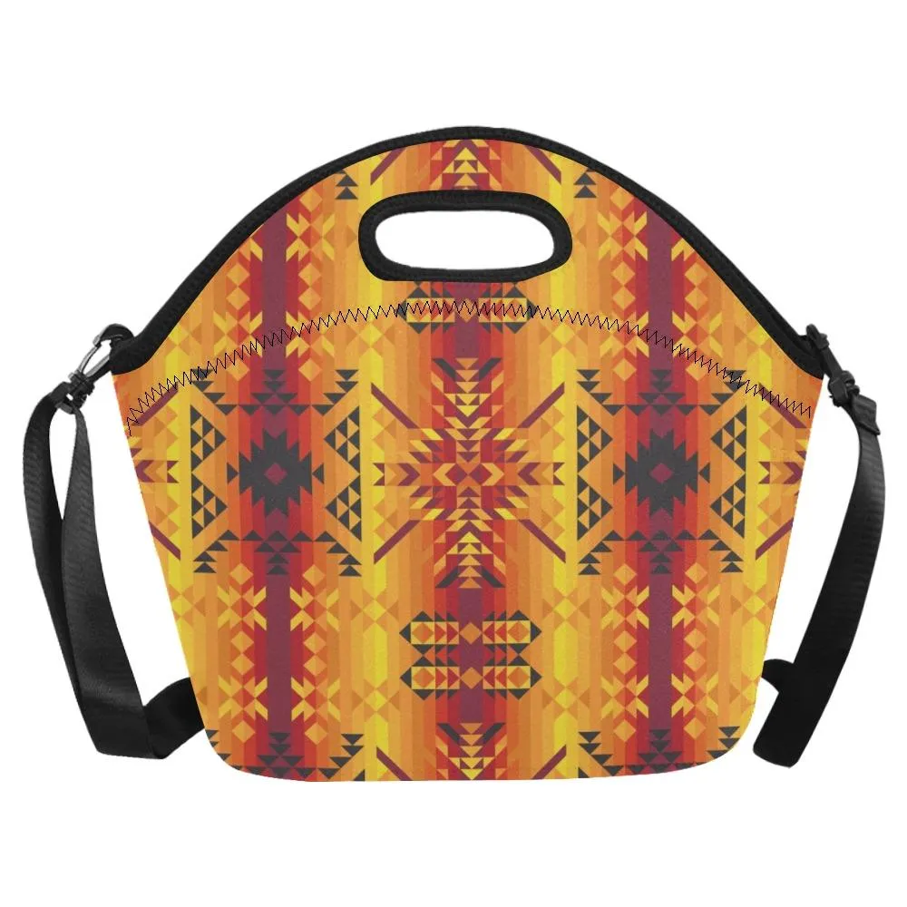 Desert Geo Yellow Red Neoprene Lunch Bag/Large