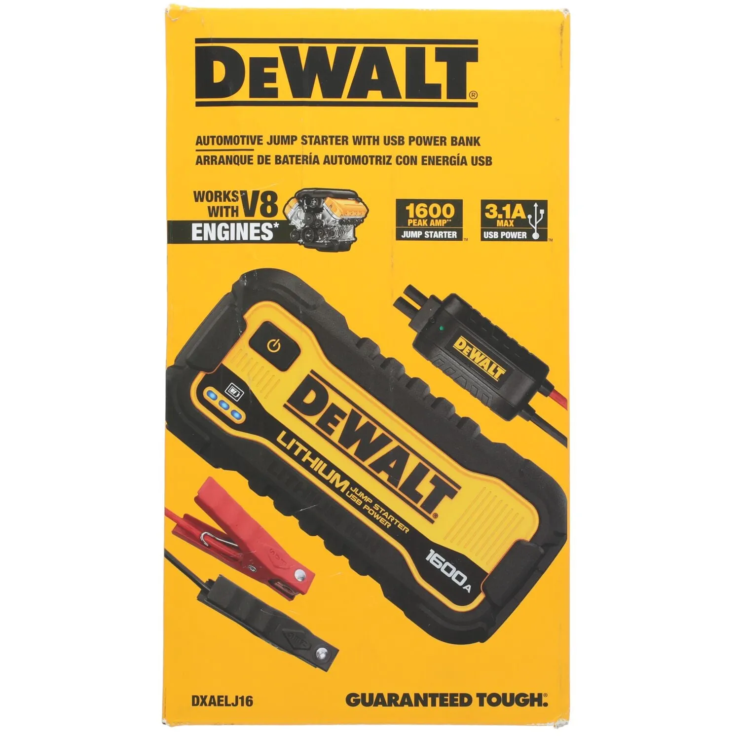 DEWALT DXAELJ16-CA -  1600 Peak Amp Lithium Jump Starter with USB Power Bank