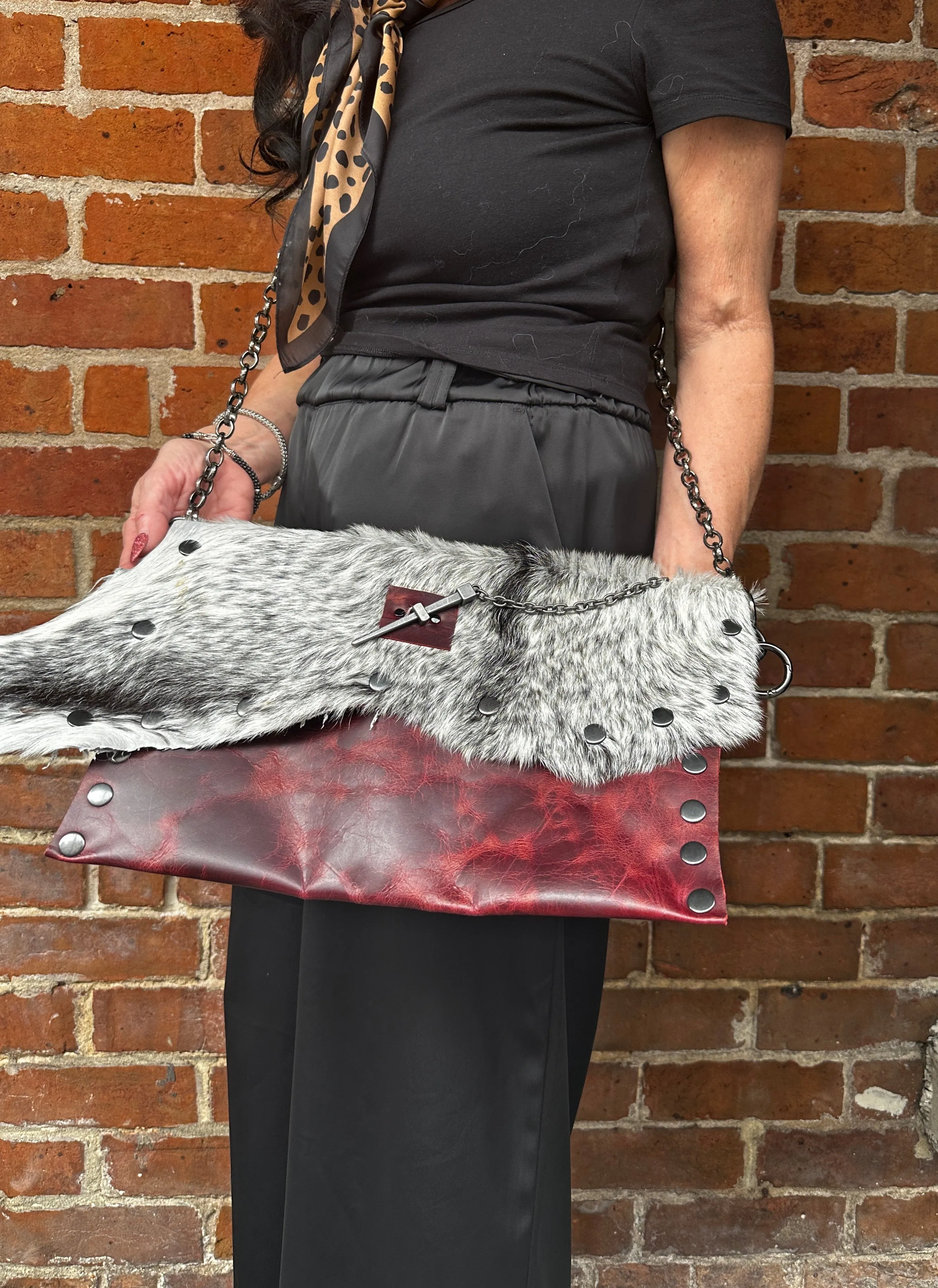 Donna Guidry Leather and Pony Hair Crossbody