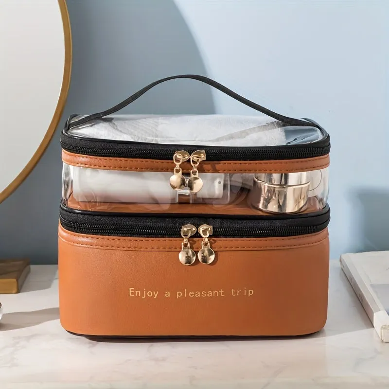 Doublelayer Large Capacity Cosmetic Bag for Travel Toiletries