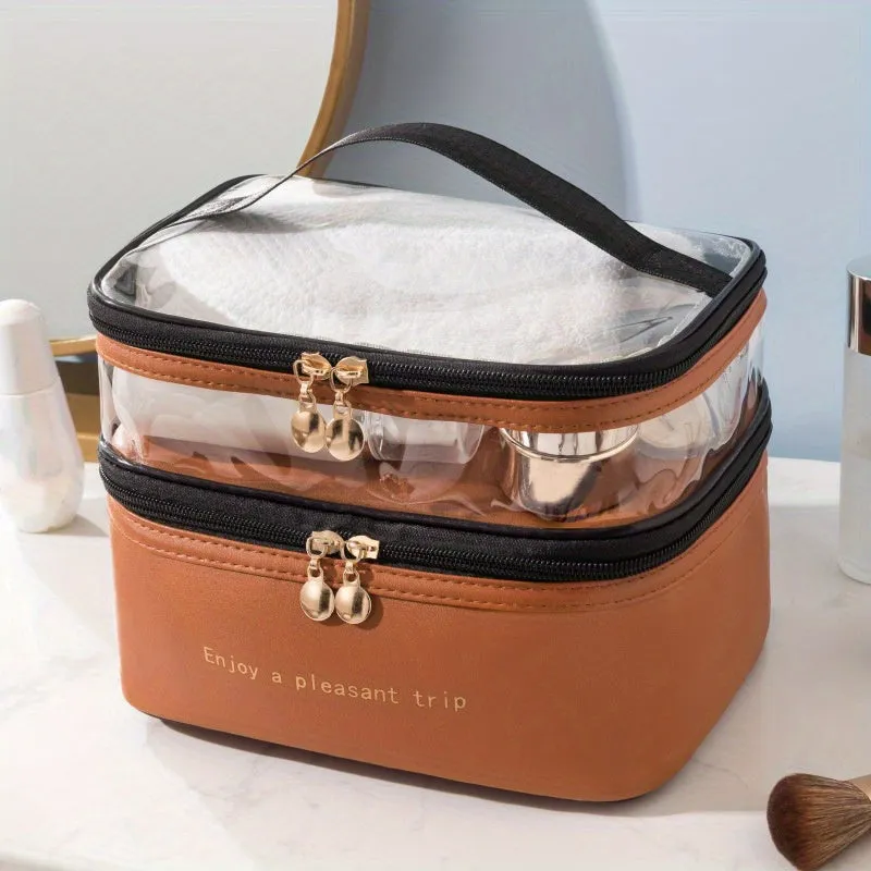 Doublelayer Large Capacity Cosmetic Bag for Travel Toiletries