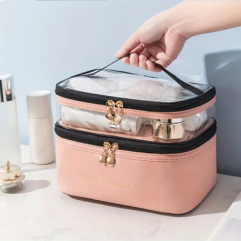 Doublelayer Large Capacity Cosmetic Bag for Travel Toiletries