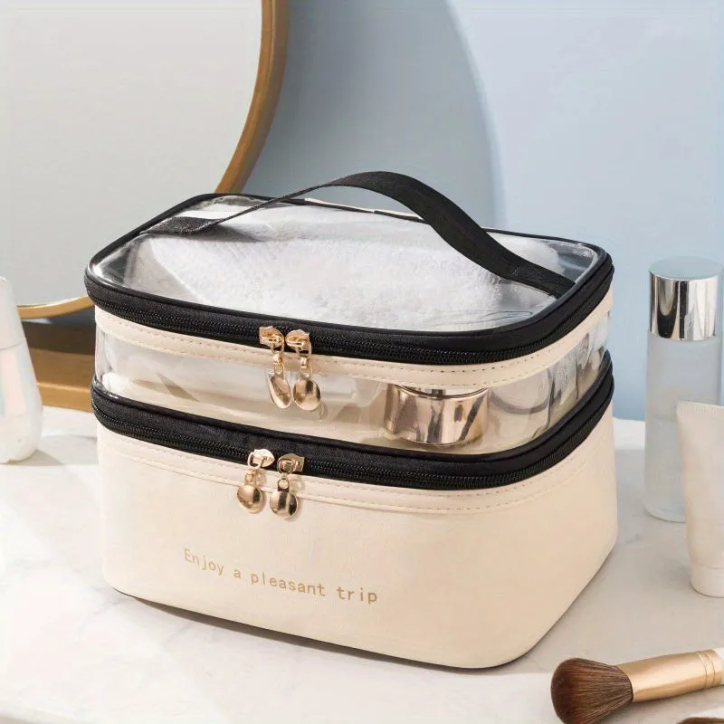 Doublelayer Large Capacity Cosmetic Bag for Travel Toiletries