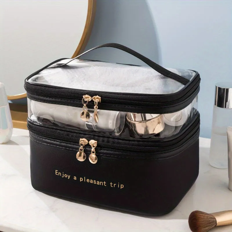 Doublelayer Large Capacity Cosmetic Bag for Travel Toiletries